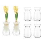 Glasseam Clear Glass Vases for Flowers, Modern Cute Flower Vase Set 6, Decorative Bud Vase for Tulips Rose Bouquet, Unique Design Small Vases for Table Decoration, Chic Daffodil Vase for Dining Table