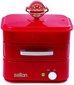 Salton Treats Steamer for Extra Large Stadium-Style Hot Dogs & Sausages, 8 Hot Dog & 4 Bun Capacity to Steam & Warm Sausages, Brats, Vegetables, Fish, 350 Watts, Red (HD190522), Medium