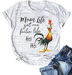 Women Mom Life Got Me Feelin Like HEI HEI Short Sleeve T-Shirt Casual Top Size XL (White), White, X-Large