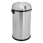 Amazon Basics Round Stainless Steel Trash Can with Swing lid - 65 Liter