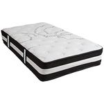 Flash Furniture Hybrid Spring Coil Foam Mattress For Single Bed, Medium Tension Pocket Spring Mattress with 30 cm Foam, Single Mattress, 90x190x30, White