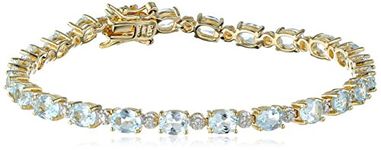 18k Yellow Gold-Plated Sterling Silver Two-Tone Peridot Tennis Bracelet, 7.25"