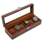 ProCase Wooden Watch Box for Men, 6 Slot Watch Display Case Mens Watch Box Organizer, Wood Watch Case for Men Watch Storage, Watch Holder Organizer with Glass Lid -6 Slot, Espresso