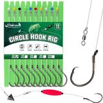 Dovesun 10PCS Circle Hooks Rigs Pre-rigged Catfish Rig Fishing Hooks for Saltwater Freshwater Circle Hooks Catfish Hooks 2/0