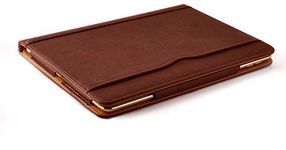 SALE! Iverson iPad 4 leather wallet cover case compatible with iPad 2 and iPad 3 with free screen protector and cleaning cloth. (CHOCOLATE)