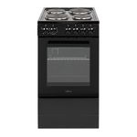 Willow WE50SSB 62L Freestanding Electric Cooker, 50cm Wide Single Cavity Cooker with Solid 4 Zone Plate Hob, 2 Year Warranty - Black