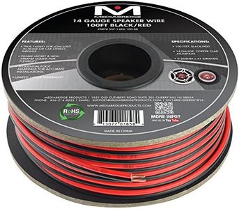 Mediabridge 14AWG 2-Conductor Speaker Wire (100 FT, Black/Red) - for Home Or Car - Copper Clad Aluminum (SW-14X2-100-BR)