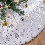 Lanpn 36" Christmas Tree Skirt, Large Plush Patchwork Silver Faux Fur Xmas Tree Skirts 90cm Tree Mat Base Cover for Winter Christmas Holiday Indoor Decorations (Silver, Christmas tree)