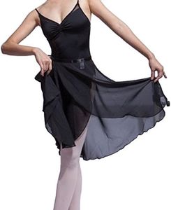 HOEREV Women Girls Adult Sheer Wrap Skirt Ballet Skirt Ballet Dance Dancewear，Black，10-12 Years