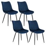 WOLTU Dining Chairs Set of 4 Kitchen Counter Chairs Lounge Leisure Living Room Corner Chairs Blue Velvet Reception Chairs with Backrest and Padded Seat