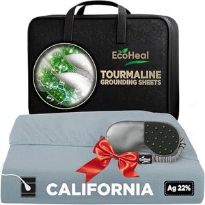 Luxury Tourmaline Grounding Sheets California 20% Silver Fiber, 76% Tourmaline Cotton, 4% Silk, SGS Quality Certified Grounded Well Bed Sheet - Conductive Earth Fitted Sheet for Sleep, Cloud Grey