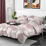 RAYBedding 4PCS King Size Duvet Cover Bed Set 100% Egyptian Cotton 400 TC Floral Pattern Duvet Cover King Set With Printed King Size Fitted Sheet & Pillow Cases 2 Pack