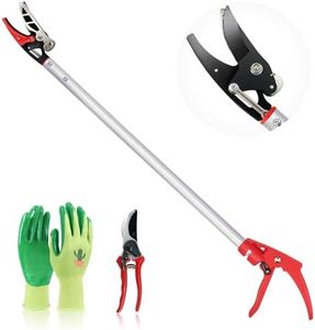 Hortem Long Reach Pruner Set, 32-Inch Hold Long Reach Cut Garden Tree Pruner with Flexible Hand Grip, Lightweight Pruning Shears or Branch Cutter, Fruit Picking, Prickly Plants & Roses