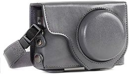 MegaGear MG1261 Panasonic Lumix DC-ZS70 Ever Ready Leather Camera Case and Strap - Gray