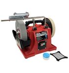 LUMBER JACK Wet Stone Sharpener System 200mm with Leather Honing Wheel, Electric Grinding & Polishing Tool 180W Whetstone