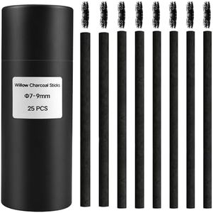 MyLifeUNIT Vine Charcoal Sticks, Willow Sketch Charcoal Pencils for Drawing, Pack of 25 (7-9 MM Dia)