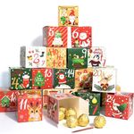 24Pcs Christmas Advent Calendar Gift Boxes, 2.76Inch Empty Advent Calendar Boxes, 1-24 Countdown DIY Fillable Advent Calendar Box for Candy and Party Gifts for Children, Teenagers, and Adults