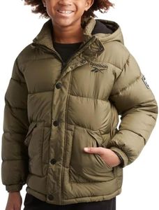 Reebok Boys' Winter Coat - Heavyweight Quilted Puffer Snow Parka - Weather Resistant Ski Jacket for Boys (8-20), Military, 10-12