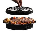 GOURMEX Black Ceramic Enamel Coated Roasting Pan | Dutch Oven Pot with Lid | Dishwasher Safe, Oven Safe, Freezer Safe | Ideal for Chicken, Turkey Roasting Pan (7lb Oval)