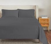 4 Piece Premium Sheet Set Cotton Queen, 100% Egyptian Cotton, 400 Thread Count, 15 Inch Deep Pocket of Cotton Sheets, Dark Grey Solid