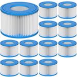 Type VI Hot Tub Filter Cartridge Compatible with Lay-Z-Spa, Bestway Filters, Coleman SaluSpa 90352E, 58323E, 58323 Swimming Pool Pump, 12 Pack