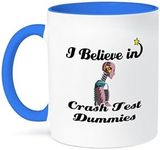 3dRose I Believe In Crash Test Dummies Two Tone Mug, 11 oz, Blue