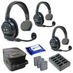 Eartec UL3S Ultralite Full Duplex Wireless Headset Communication for 3 Users - 3 Single Ear Headsets, SolidSignal Cleaning Wipes Bundle