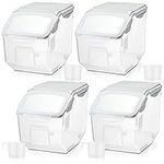 Umigy 4 Pack Rice Storage Container Flour Storage Bin with Wheels White Plastic Airtight Lid Food Storage Boxes for Dog Pet Food Cereal Grain Dry Food (10 Liter / 20 lbs)