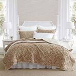 Laura Ashley - King Quilt Set, Lightweight Cotton Bedding with Matching Shams, Vintage Floral Inspired Home Decor with Solid Reverse (Loveston Burnt Orange, King)