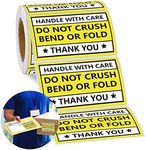 Do not Crush Bend or Fold Warning Sticker 2X3 inch Yellow Handle with Care Shipping Labels Do Not Bend Fragile Mailing Labels for Packages Boxes Inventory 300 Pcs Per Roll