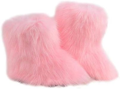 LVCOMEFF Kid Girl Boy Toddler Faux Fur Snow Boot with Fur Lining Winter Warm Outwear Furry Fluffy (pink, numeric_12)