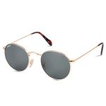 Dikley Classic Crystal Glass Lens Retro Round Metal Frame Sunglasses for Men Women,50mm,100% UV400 Protection