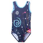 HUAANIUE Girl LongSleeve Gymnastics Leotards Blue Diamond Dress Ballet Leotards Dancing Sportwear Athletic Leotards Costume Dancewear (F E Sleeveless DarkBlue, 9-10Y(Tag No.10A))