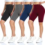 DHSO 4 Pack Biker Shorts for Women-8" High Waist Soft Summer Womens Shorts Spandex Workout Shorts for Running Athletics(4 Pack Black,Dark Gray,Navy,Wine, L/XL)