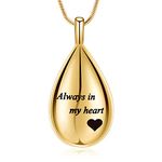 Minicremation Urn Necklaces for Ashes Carved Always in my heart Teardrop Keepsake Ashes Necklace Urn Pendant Cremation Memorial Jewelry