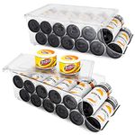 SCAVATA 2 Pack Skinny Can Organizer for Refrigerator, Stackable Tall Skinny Soda Pop Can Holder Dispenser with Lid for Fridge Pantry Rack Freezer, Clear Plastic Storage Bins (Clear)