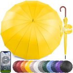 Royal Walk Windproof Umbrella Black Large 54 Inch Automatic Open for 2 Persons Stormproof for Men Women Classic Wooden Handle Lightweight Waterproof Durable Strong 16 Ribs Golf Unisex 120cm (Yellow)