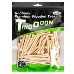 THIODOON Golf tees 3 1/4 inch Less Friction Wood Tees Training for Golfer Professional Natural Wood Golf tees Bulk 100 Count Golfing Tees