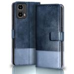 TheGiftKart Flip Back Cover Case for Motorola Moto G34 / G45 5G | Dual-Color Leather Finish | Inbuilt Stand & Pockets | Wallet Style Flip Back Case for Moto G34 / G45 5G (Faux Leather, Blue & Sky)