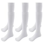 Topbuti 3 Pack School Uniform Cotton Knee High Socks Knee High Socks for Girls and Boys (White)