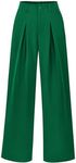 BTFBM Women High Waist Casual Wide Leg Long Palazzo Pants Button Down Loose Business Work Office Trousers with Pockets(Solid Green, Small)