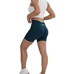 ROOOKU Uplift Gym Shorts for Women Seamless Scrunch Butt Lifting Workout Booty High Waisted Compression Yoga Shorts (Whale Blue,S)