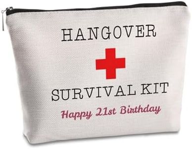 SYIJIMSJKT 21st Birthday Gifts for Her 21st Birthday Hangover Kit Makeup Bag Decorations for Women Friends Bestie Sister Christmas, white, 9.5 inch x 7 inch, Humorous