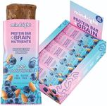 MINDRIGHT Superfood Vegan Protein Bars | Gluten Free Non-Gmo Low Sugar | Plant based protein bars | All Natural Brain Food Healthy Snack To Help Enhance Mood & Energy (Blueberry Almond,12 Pack)