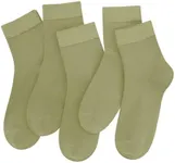 SERISIMPLE Colorful Ladies Crew Socks Breathable Solid Pastel Light Color Thin Bootie Unisex Sock 5 Pairs(Green, Small)