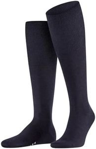 FALKE Men's Airport Knee-High Socks, Breathable, Merino Wool Cotton, Light Formal Socks, Work or Leisure Clothing, Blue (Dark Navy 6370), 14-15, 1 Pair