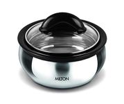 MILTON Clarion 1500 Double Walled Stainless Steel Casserole with See Through Glass Lid, PU Insulated Hot & Cold Serving Bowl for Roti & Biryani,1200 ml, Silver