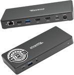 Plugable USB-C Docking Station Dual 4K 60Hz HDMI, 65W Charging, Gigabit Ethernet, 1x USB-C 5Gbps, 3x USB-A, Audio, Windows/ChromeOS, USB-C/USB4/Thunderbolt, Driverless (UD-MSTH2)