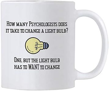 Casitika Psychology Gifts. 11 oz White Ceramic Psychologist Coffee Mug. Funny Psychiatrist or Psychologists Light Bulb Joke.