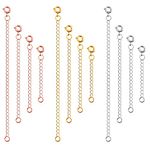 SANNIDHI® Chain Extender for Jewellery Necklace Chain Extenders for Women and Girl Bracelet, Pendant Chain Extenders for Men & Boy Silver, Golden, Rose, (2", 3'', 4", 6" inch) - 12 Pieces